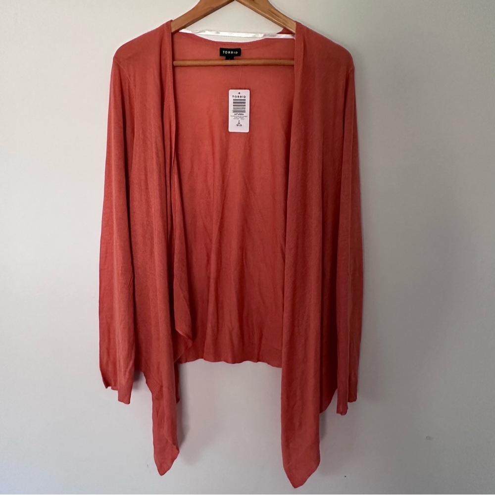 Torrid Sheer Knit Open Front Cardigan Sweater Apricot Plus‎ Size 2X 18/20 NWT